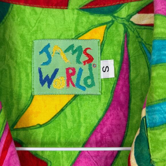 Vintage Jams World Hawaiian Shirt Men’s Small Bold Floral Surf Aloha Y2K - Picture 2 of 7